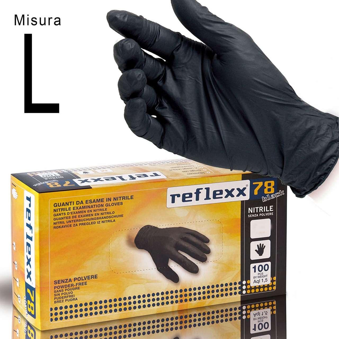 reflexx-78-guanti-nitrile-senza-polvere-nero-100pz-large Reflexx 78 Guanti Nitrile Senza Polvere Nero 100PZ Large