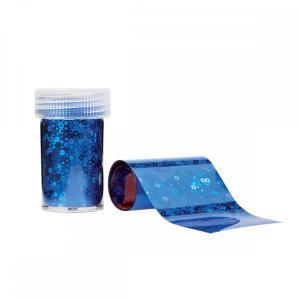 Holographic circle blue foil transfer effect