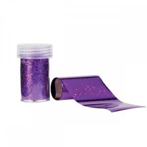 Holographic purple foil transfer effect