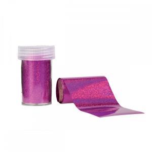 Holographic fucsia foil transfer effect