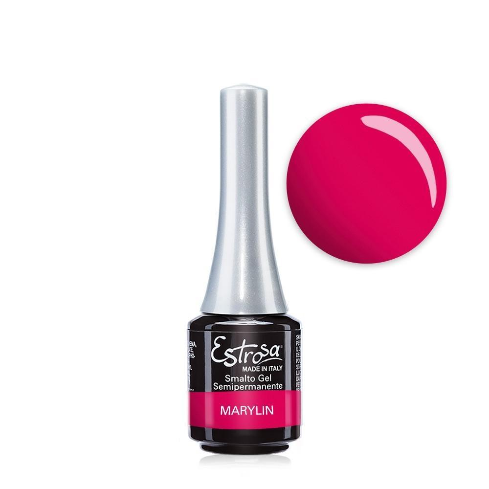 estrosa-smalto-gel-semipermanente-mini-7ml-marylin Bottiglia di smalto gel Estrosa con campione di colore rosa acceso Marylin