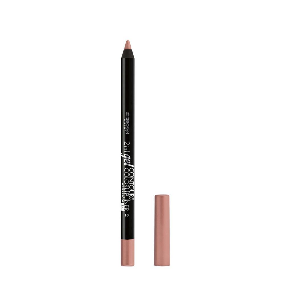 Matita labbra Deborah estesa con cappuccio, tonalità Nude Rose, formula gel contour e color