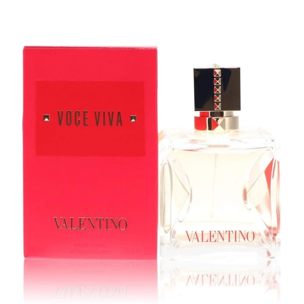 Bottiglia Valentino Voce Viva con confezione rossa, due tonalità di smalto e packaging