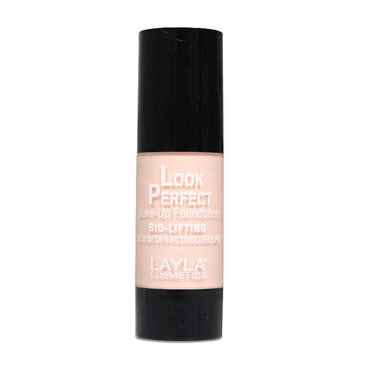 Layla Fondotinta Look Perfect N.7 bottiglia 30ML con tappo nero su sfondo bianco