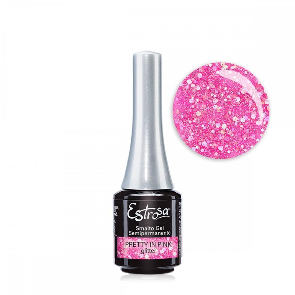 Estrosa Smalto Gel Semipermanente Mini 7ML Pretty In Pink Glitter