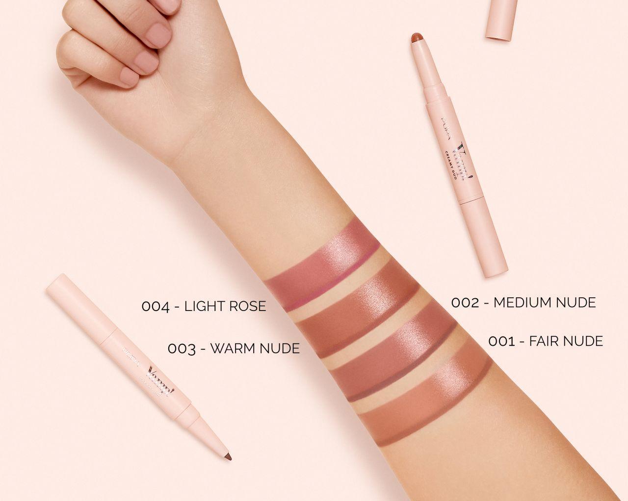 Pupa Vamp! Creamy Dou 002 - Swatch texture e applicazione sulla pelle