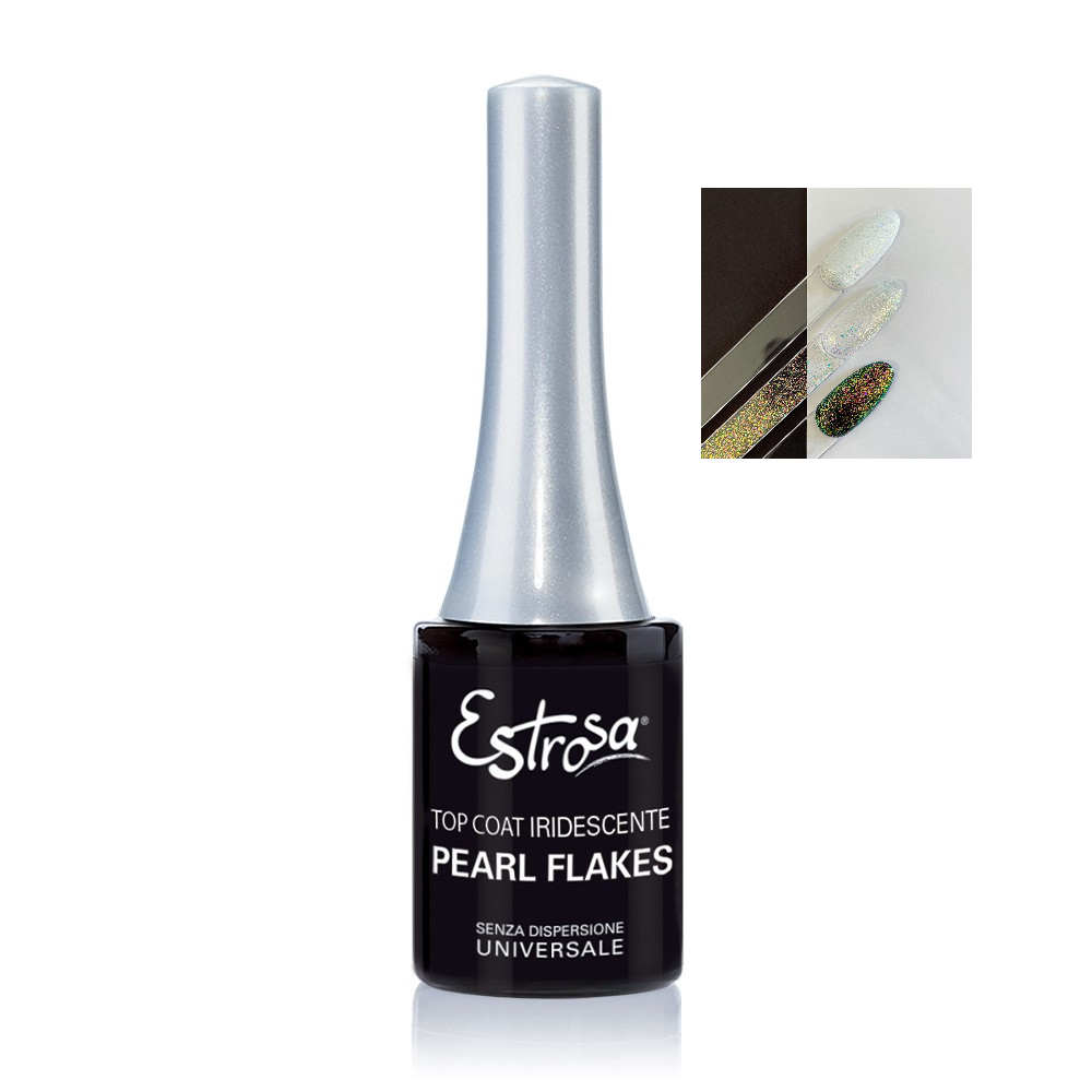 estrosa estrosa top coat pearl flakes 14ml 8505 - foto 1 Top coat trasparente con effetto perle e flakes in polvere da 14ml