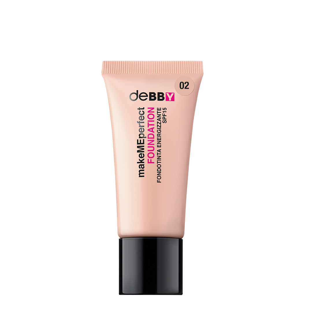 Tubetto di fondotinta fluido Debby Make Me Perfect 2, colore pesca chiaro, con dispenser a pressione