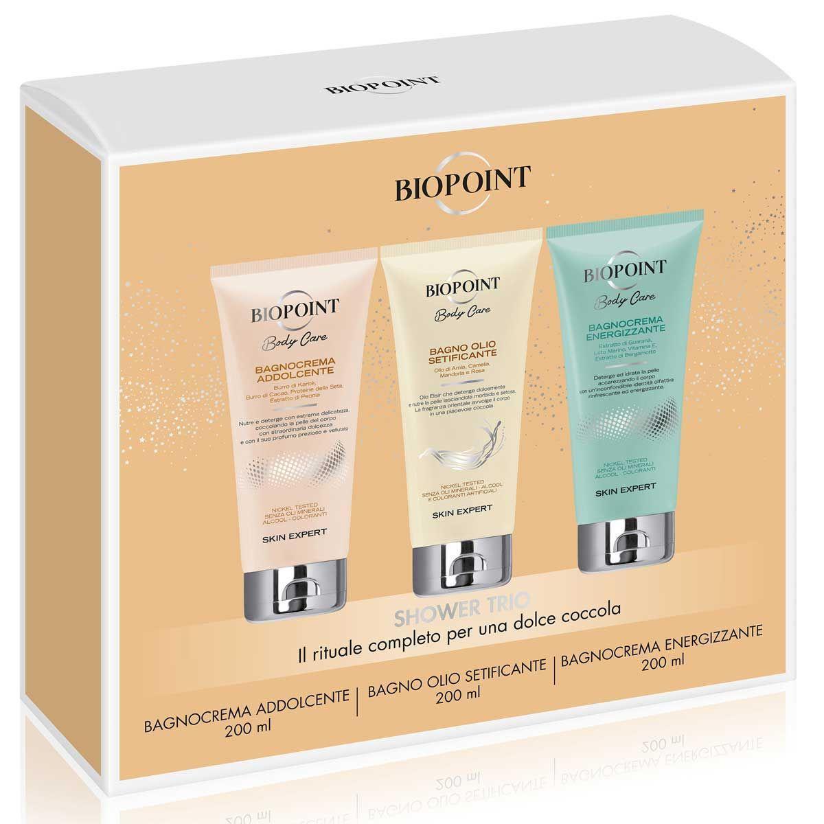 Biopoint Body Care Cofanetto Bagnocrema Addolcente 200 ML + Energizzante 200 ML + Setificante 200 ML
