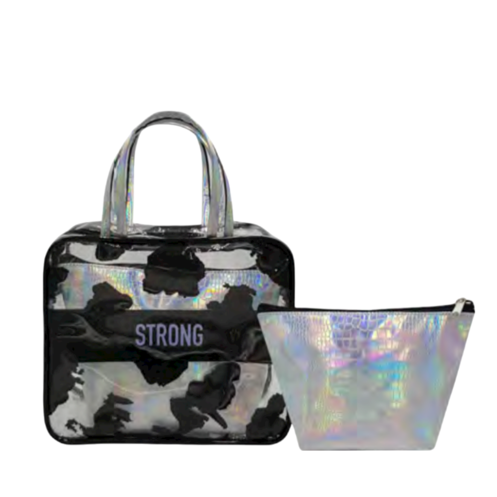 shausa-maria-aroya-borsa-lotes Borsa e pochette Shausa Maria Aroya in bianco e nero con pattern, manici e dettagli in pelle