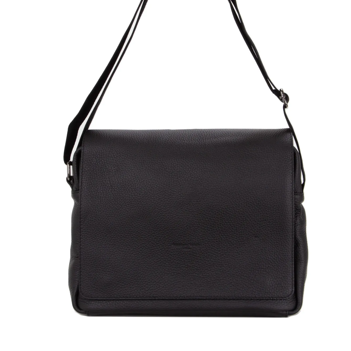 Messenger da uomo in pelle nera Pelletteria Veneta modello D23013 con tracolla