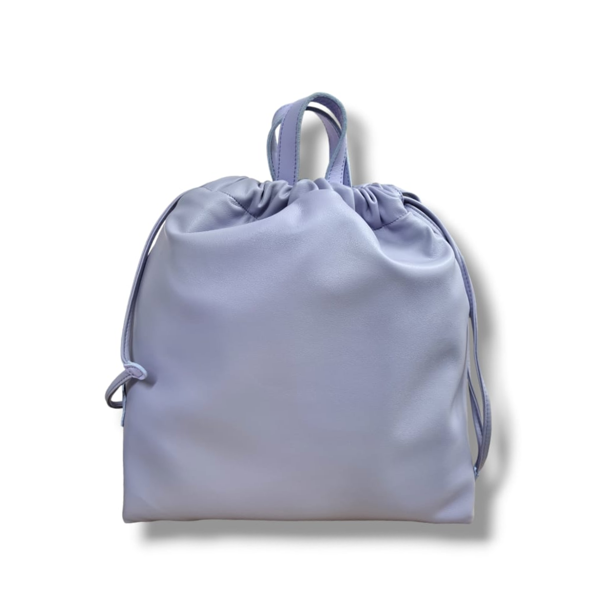 Borsa shopper eco pelle double face lilla con manici e arricciature superiori