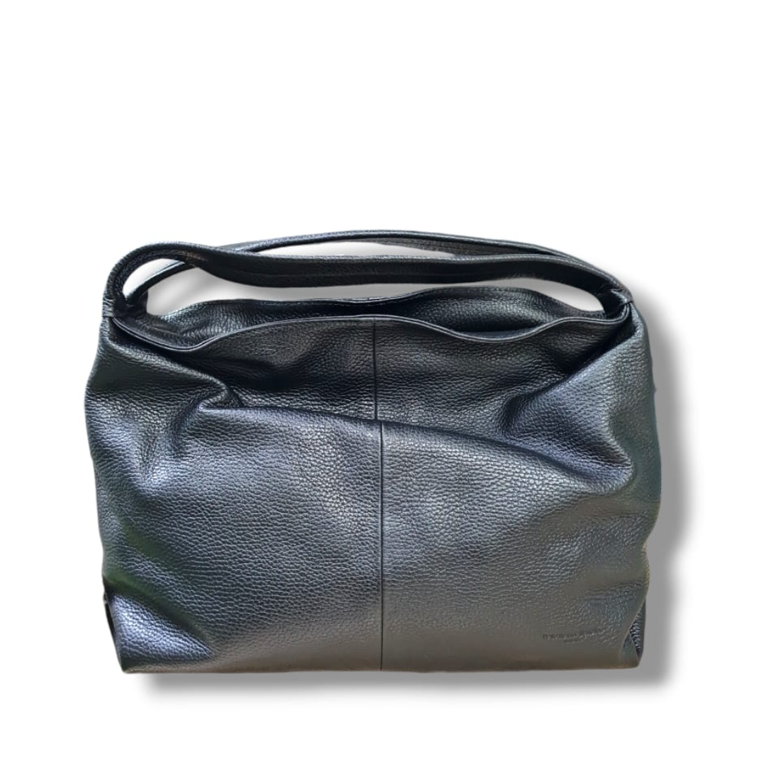 pelletteria veneta pelletteria veneta borsa a spalla in pelle nero - foto 1 Borsa a spalla in pelle nera, rettangolare, con manici intrecciati