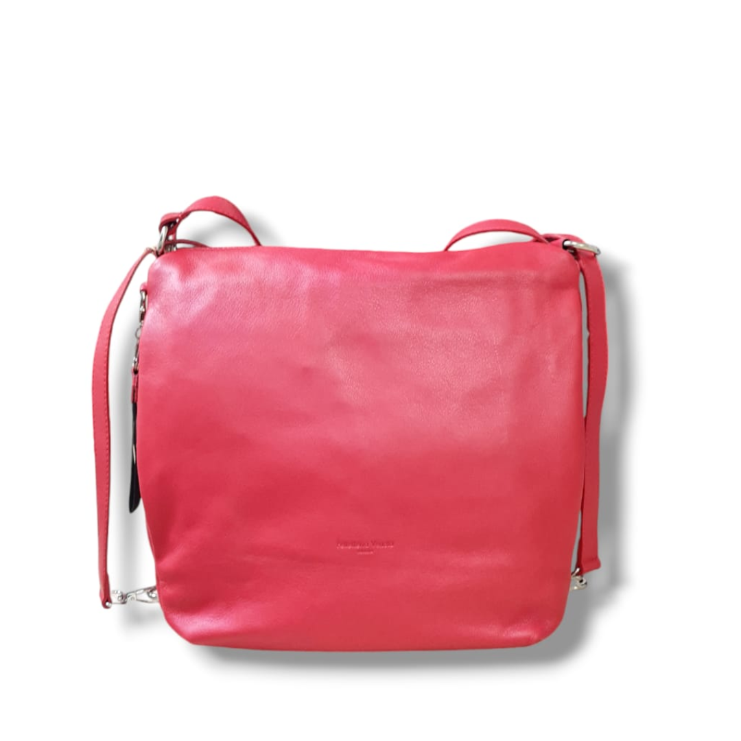 Zaino in pelle rosso rubino Pelletteria Veneta, vista frontale
