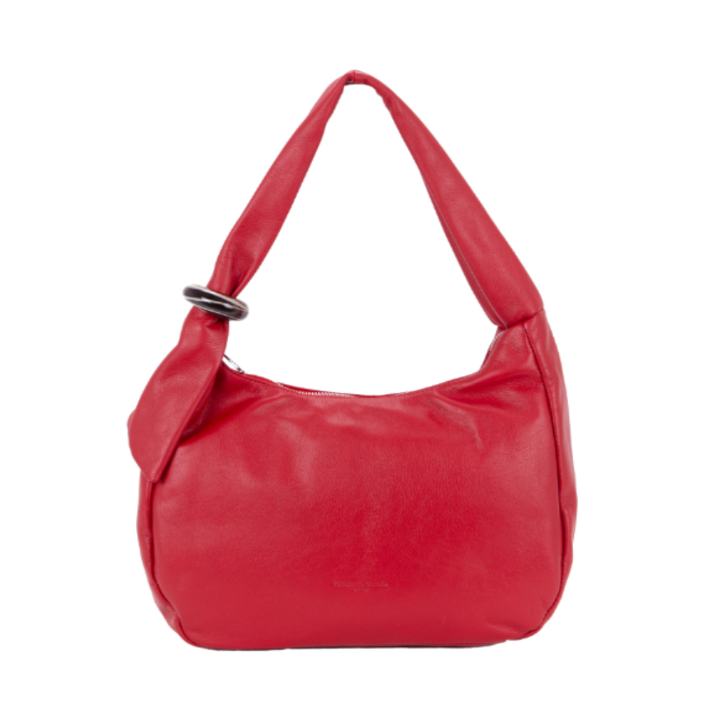 Borsa a spalla media in pelle rossa Rubino, vista frontale
