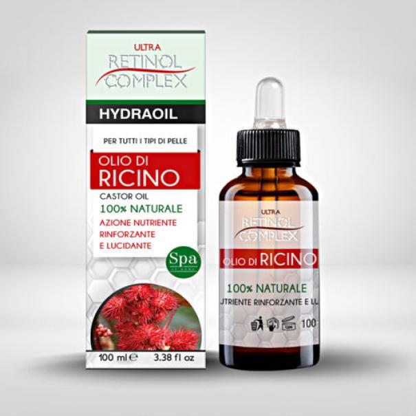 Bottiglia di olio di ricino 100ml con contagocce e scatola ULTRA RETINOL COMPLEX con frutti rossi