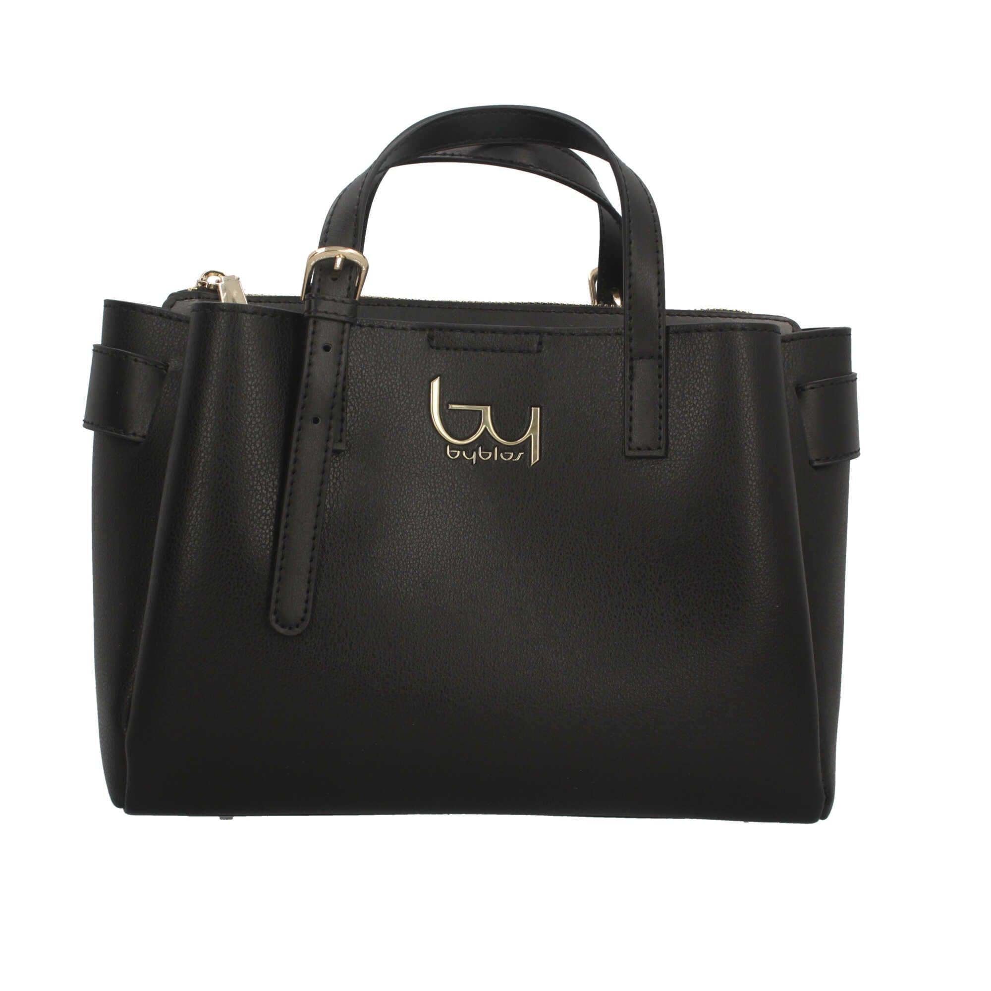 Borsa Byblos tessuto nero con manici e logo frontale