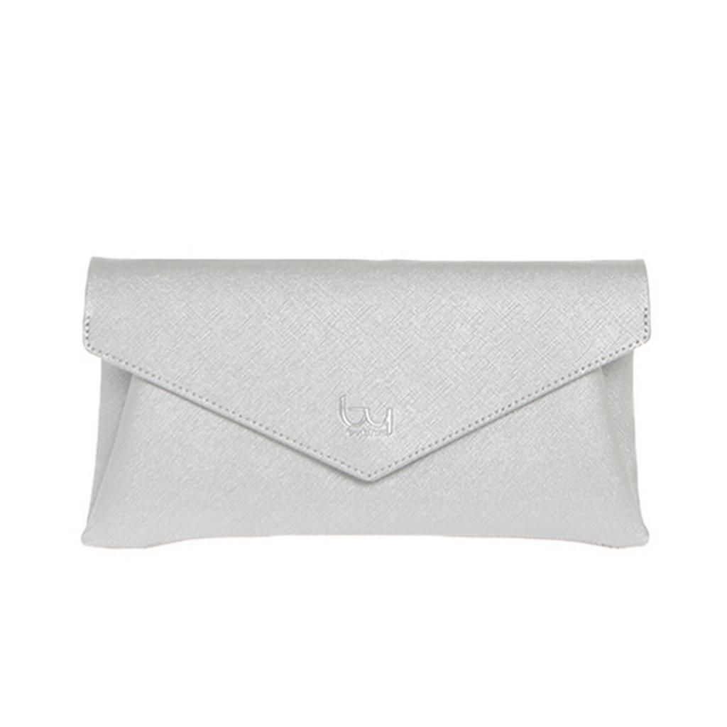 Borsa Byblos silver con chiusura a triangolo, vista frontale