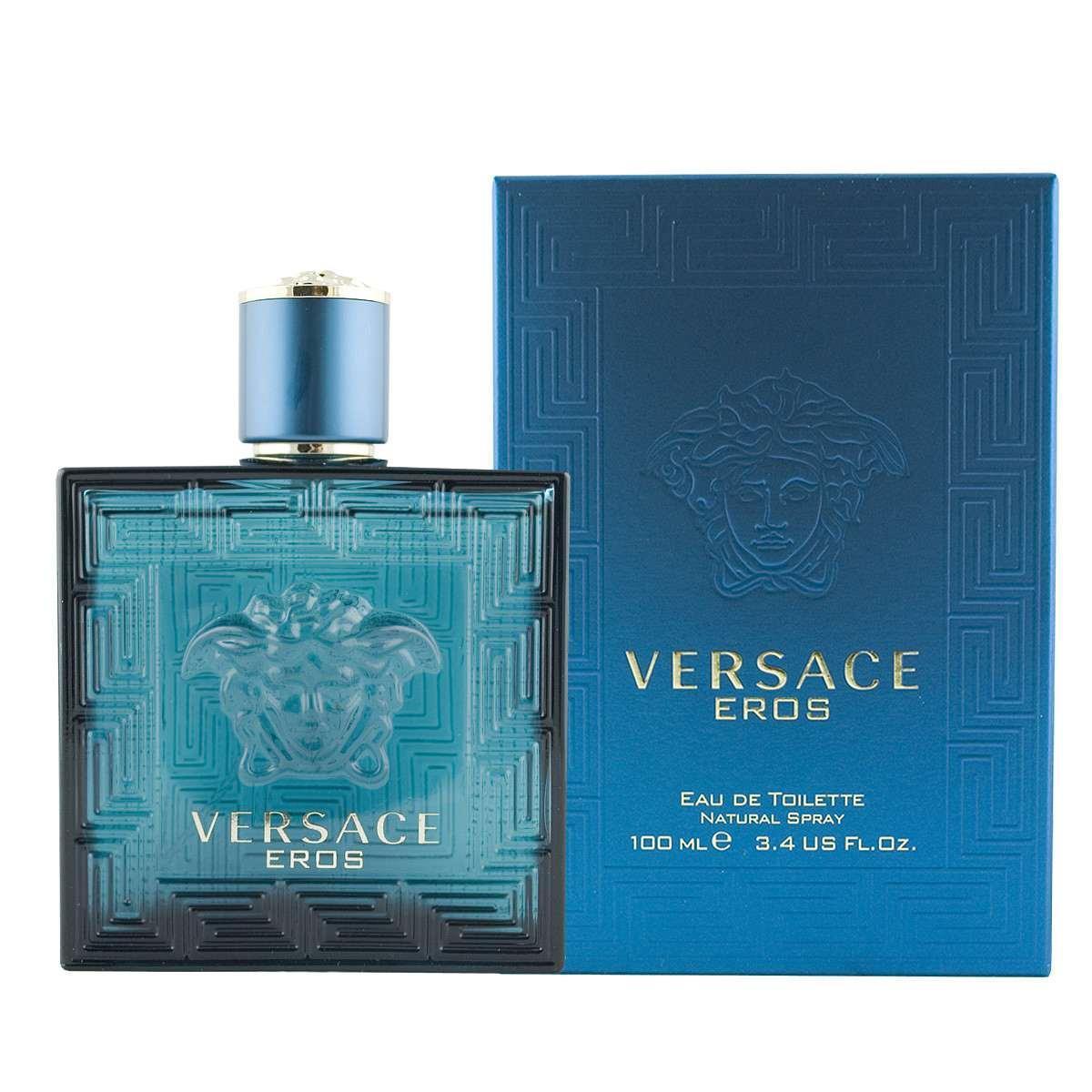 versace e.d.t.versace eros 100 ml - foto 1 Versace Eros flacone blu con tappo azzurro e confezione con logo Medusa