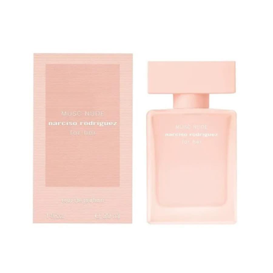 Flacone di profumo Narciso Rodriguez Musk Nude 30ml con confezione su sfondo bianco