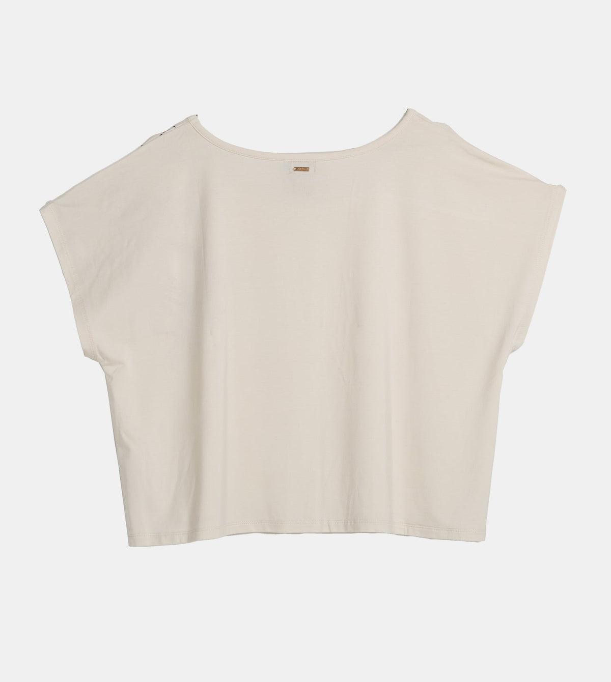 Maglia corta ANEKKE beige tinta unita con maniche corte, vista frontale