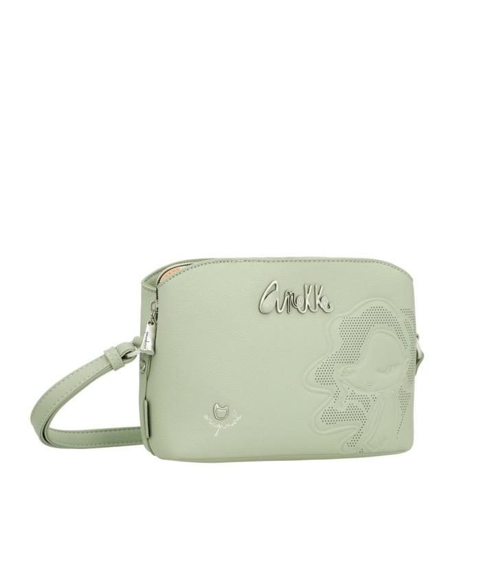 anekke-borsa-a-tracolla-alma-40743-258-menta Borsa Alma vista frontale, colore menta, con tracolla e logo Anekke