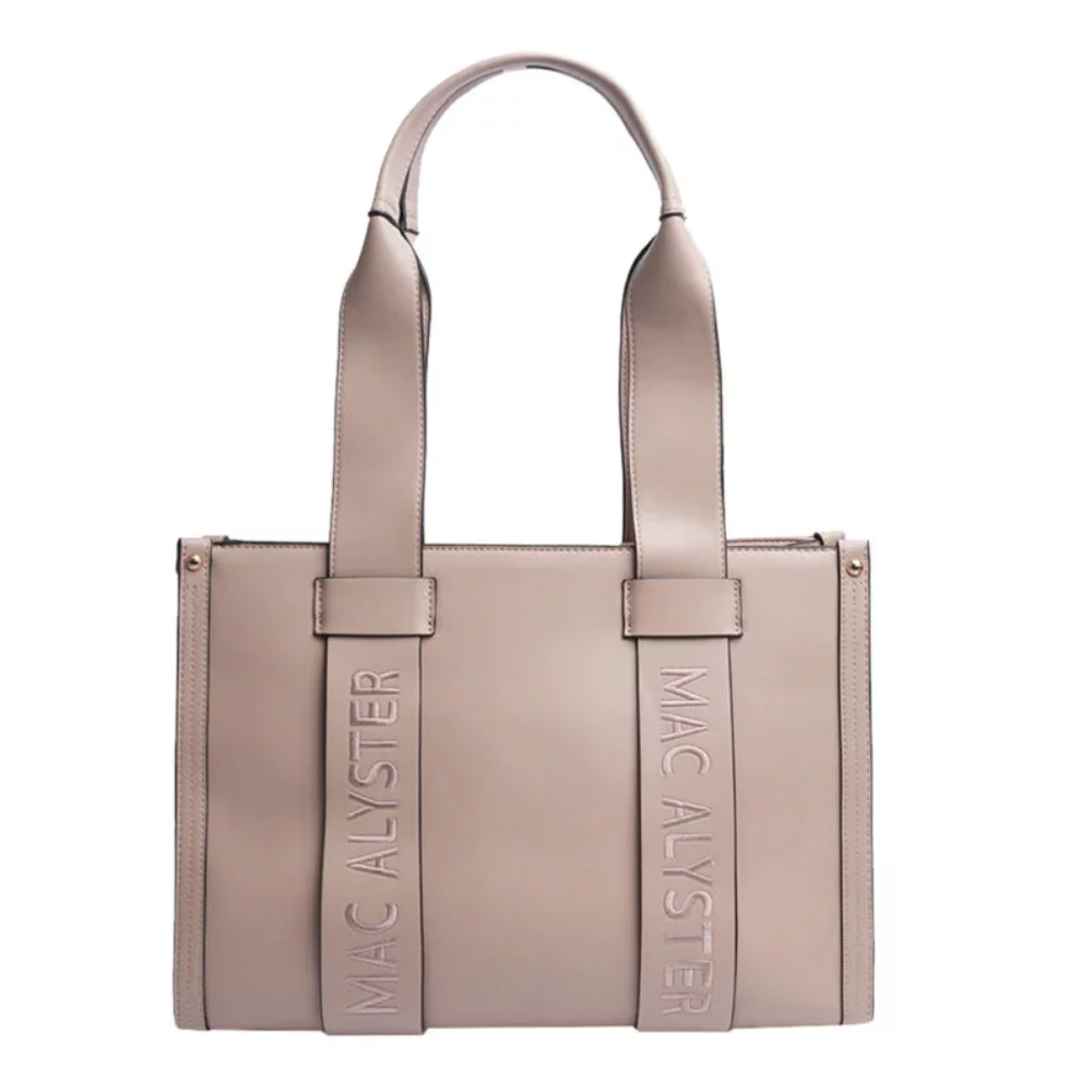Borsa tote MAC ALYSTER color sable con manici in pelle e dettagli logo sui lati