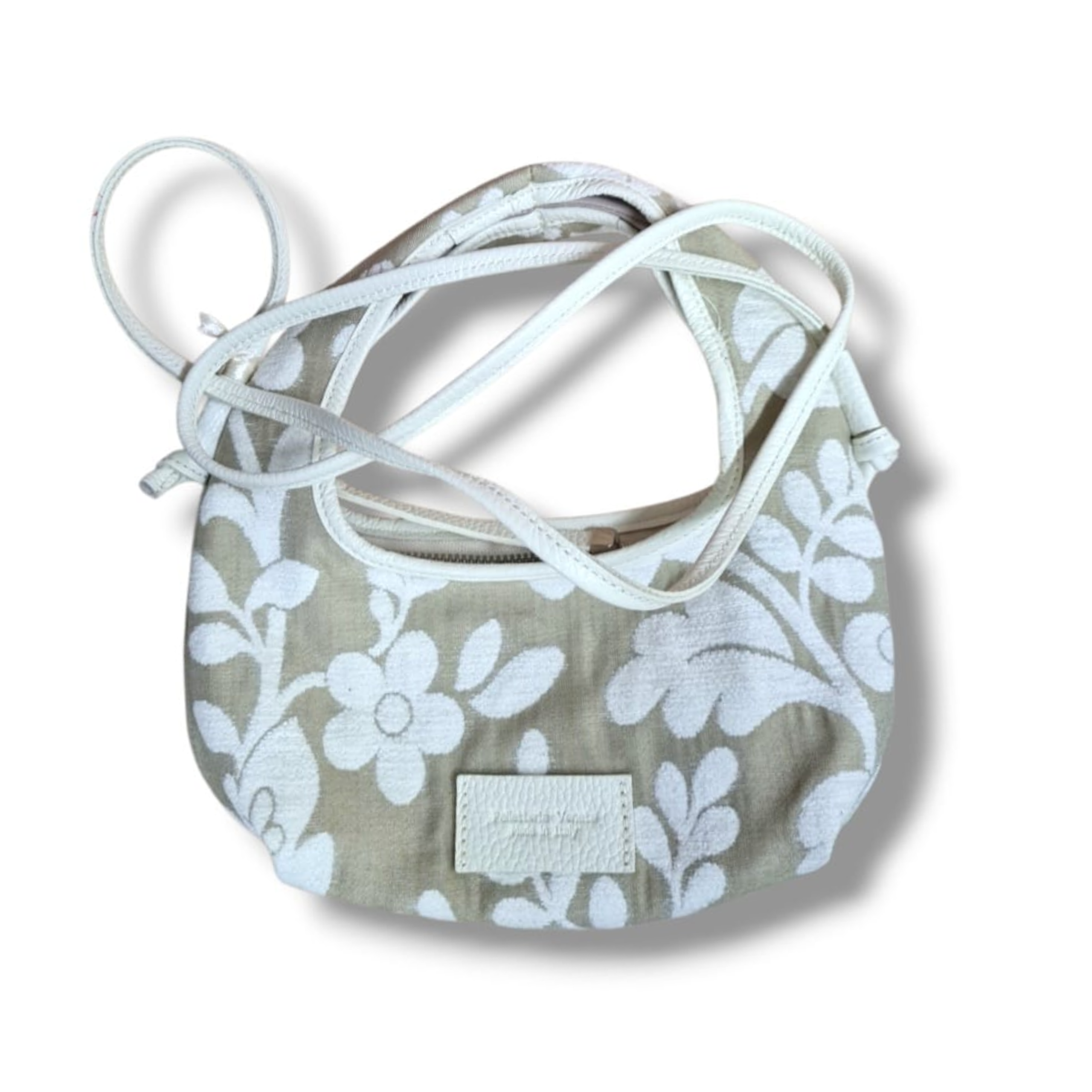 Borsa a tracolla Venezia in tessuto damsacato bianco