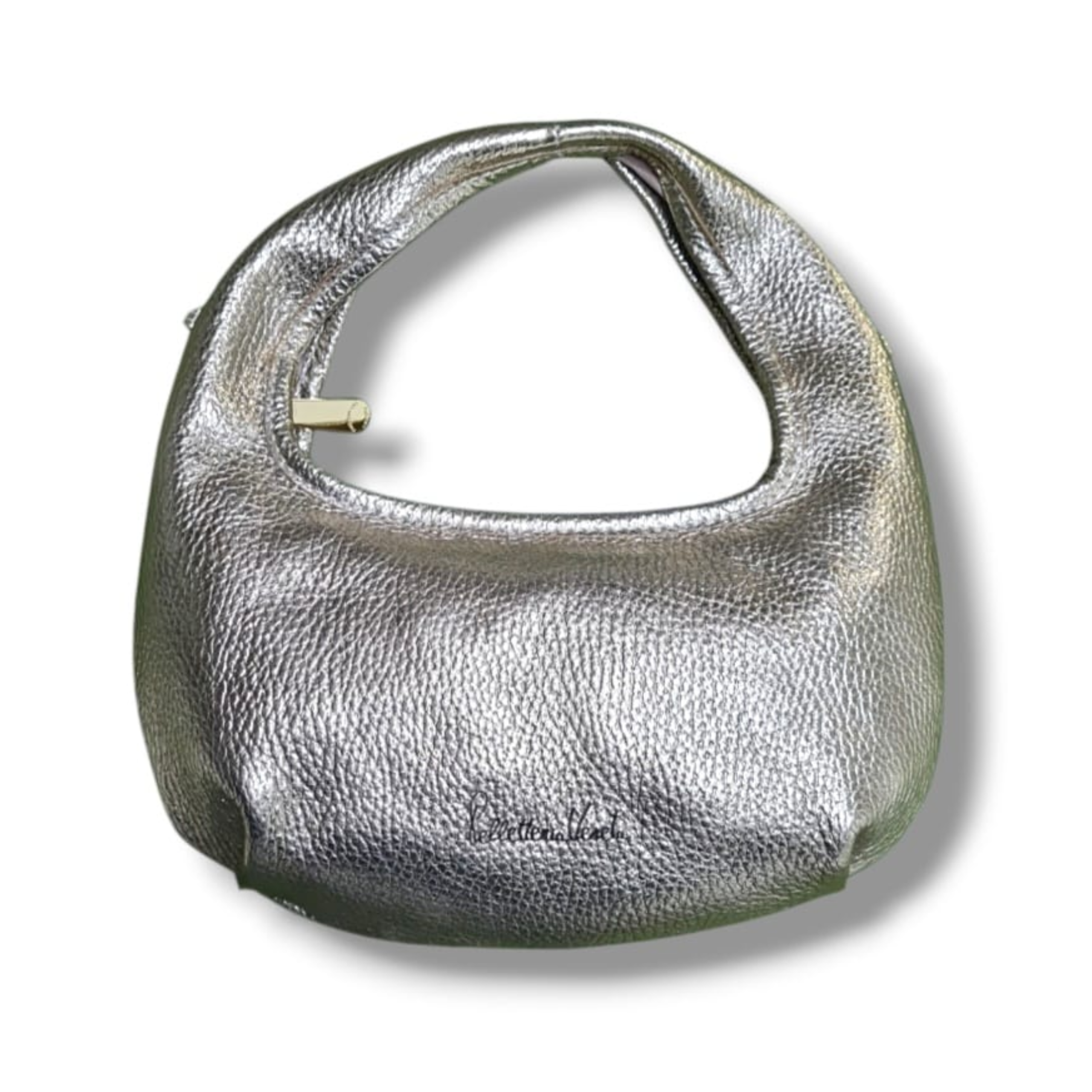 Tracolla in pelle martellata lamina linea Shimmer colore platino