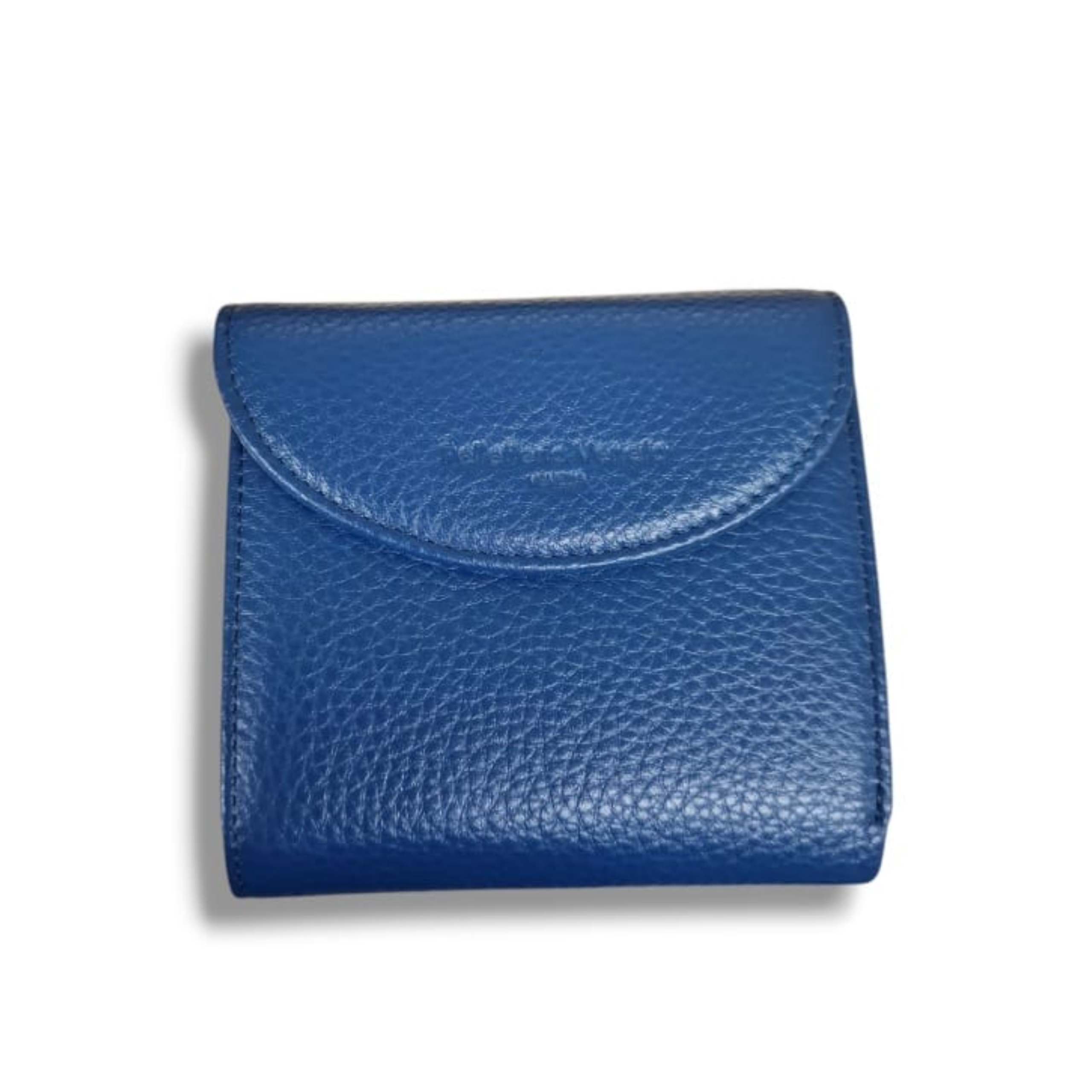 Portafoglio Ocean blu in pelle, chiusura a patta, vista frontale