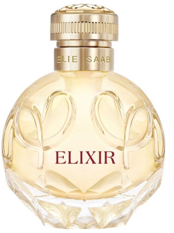 Elie Saab Elixir, flacone profumo EDP 100ml, tappo dorato e cristallo trasparente