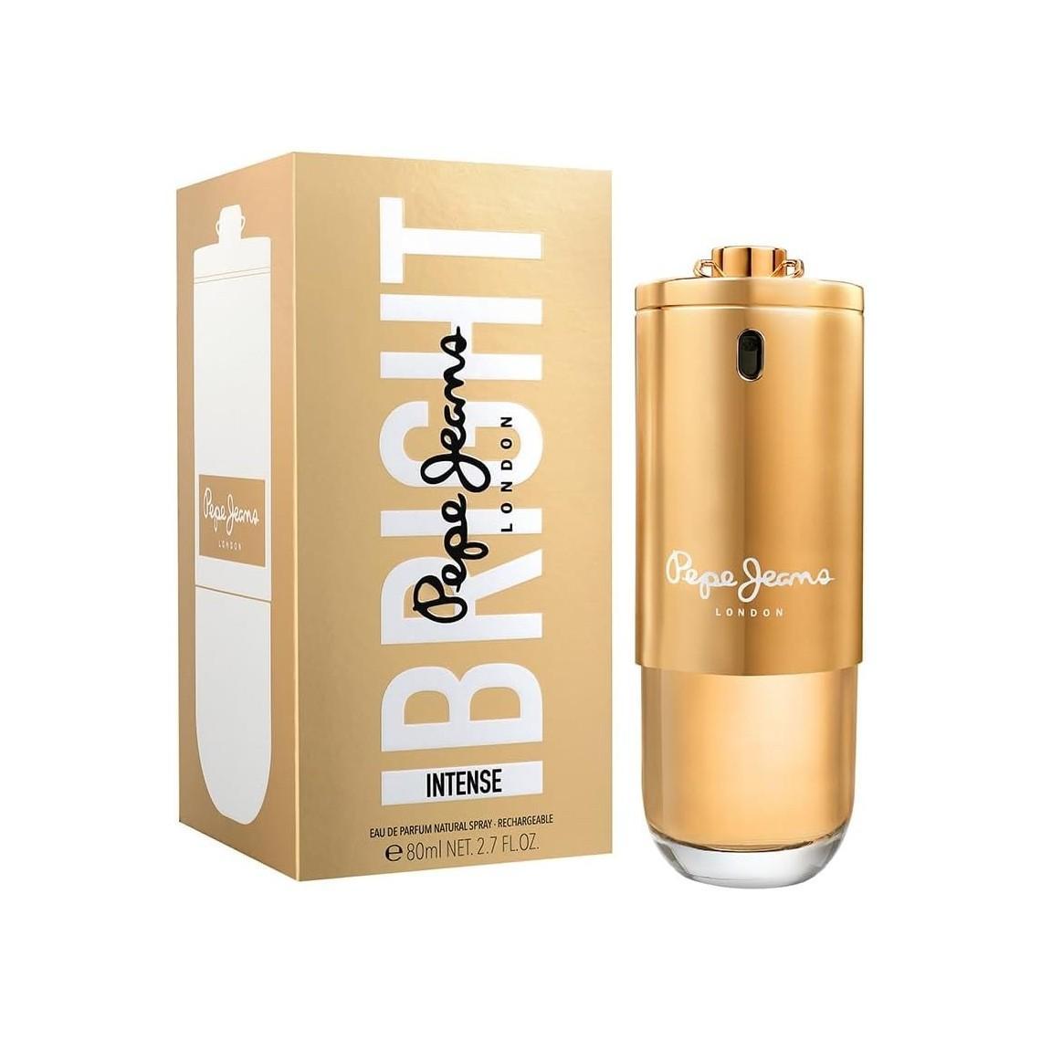 Profumo Pepe Jeans Bright Intense Her flacone dorato in scatola beige