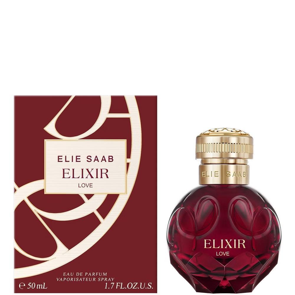 elie saab e.d.p.elie saab elixir love 100ml - foto 1 Bottiglia di profumo Elie Saab Elixir Love 100ml con confezione, sfondo bianco