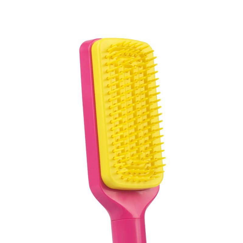Spazzola autopulente rettangolare Twist Pop C702, manico rosa fucsia e setole gialle