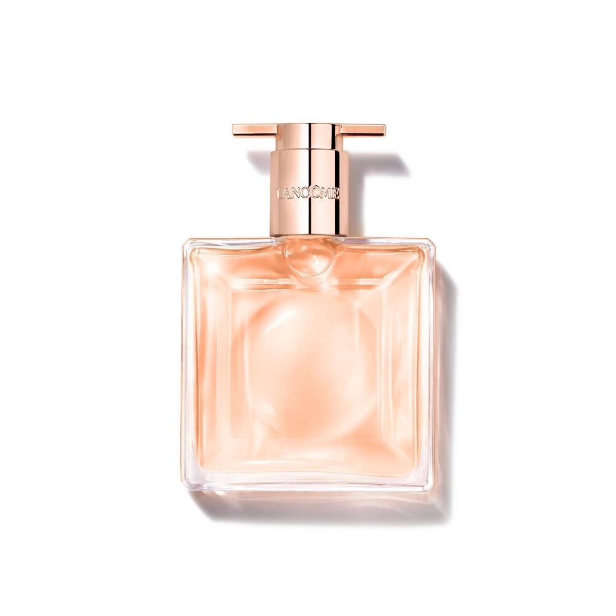 LANCÔME Idôle EDT spray 25ml, flacone quadrato con liquido rosa champagne