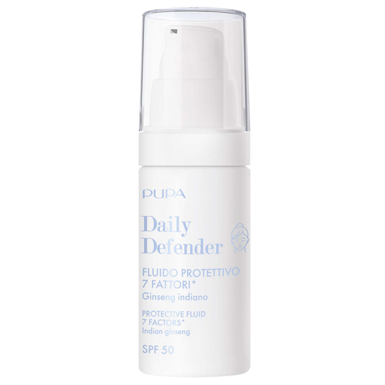 Crema solare trasparente PUPA Daily Defender SPF 30, protezione UV quotidiana