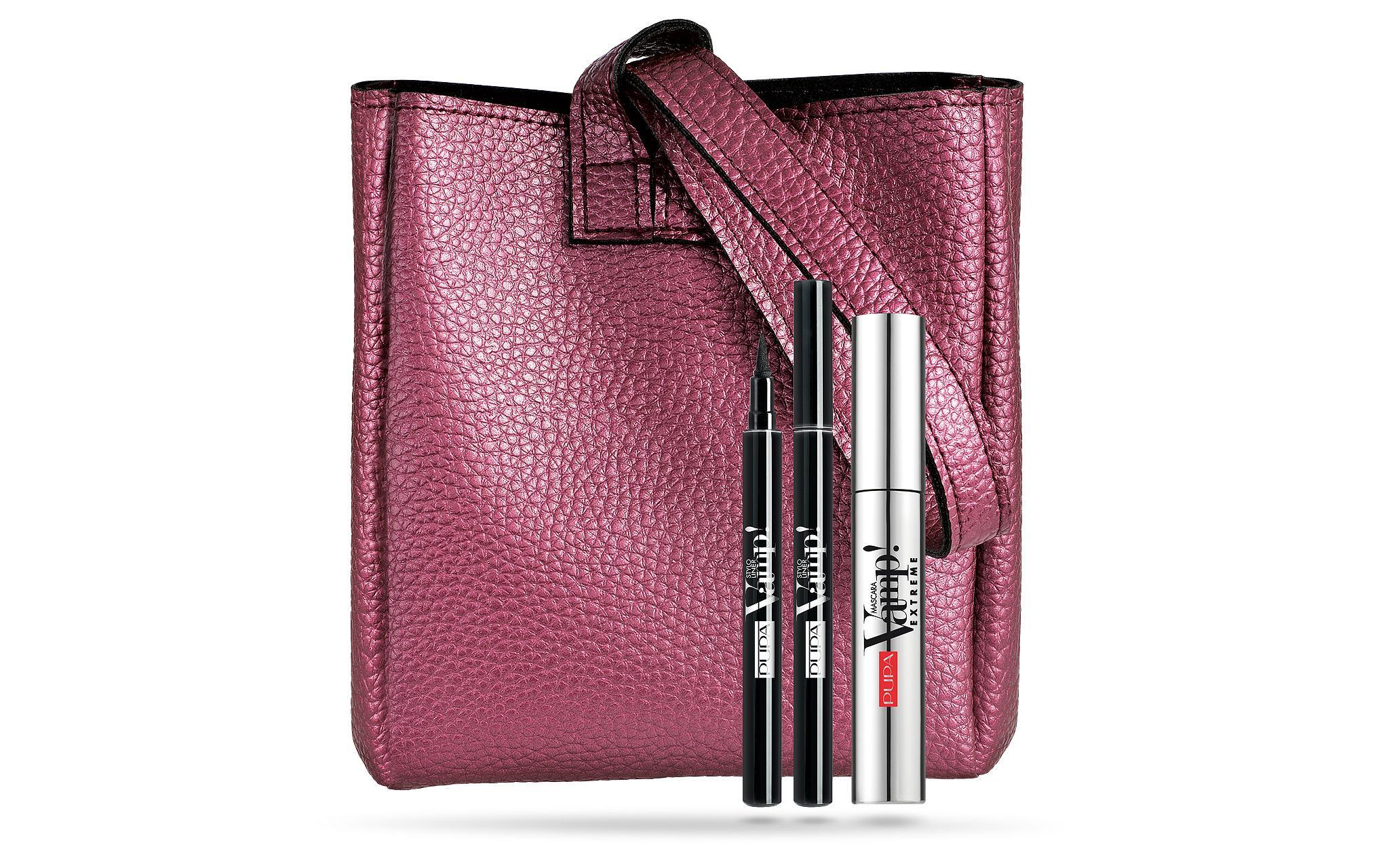 Kit makeup PUPA con pochette rosa fucsia, mascara Vamp Lash e eyeliner Stylo Liner