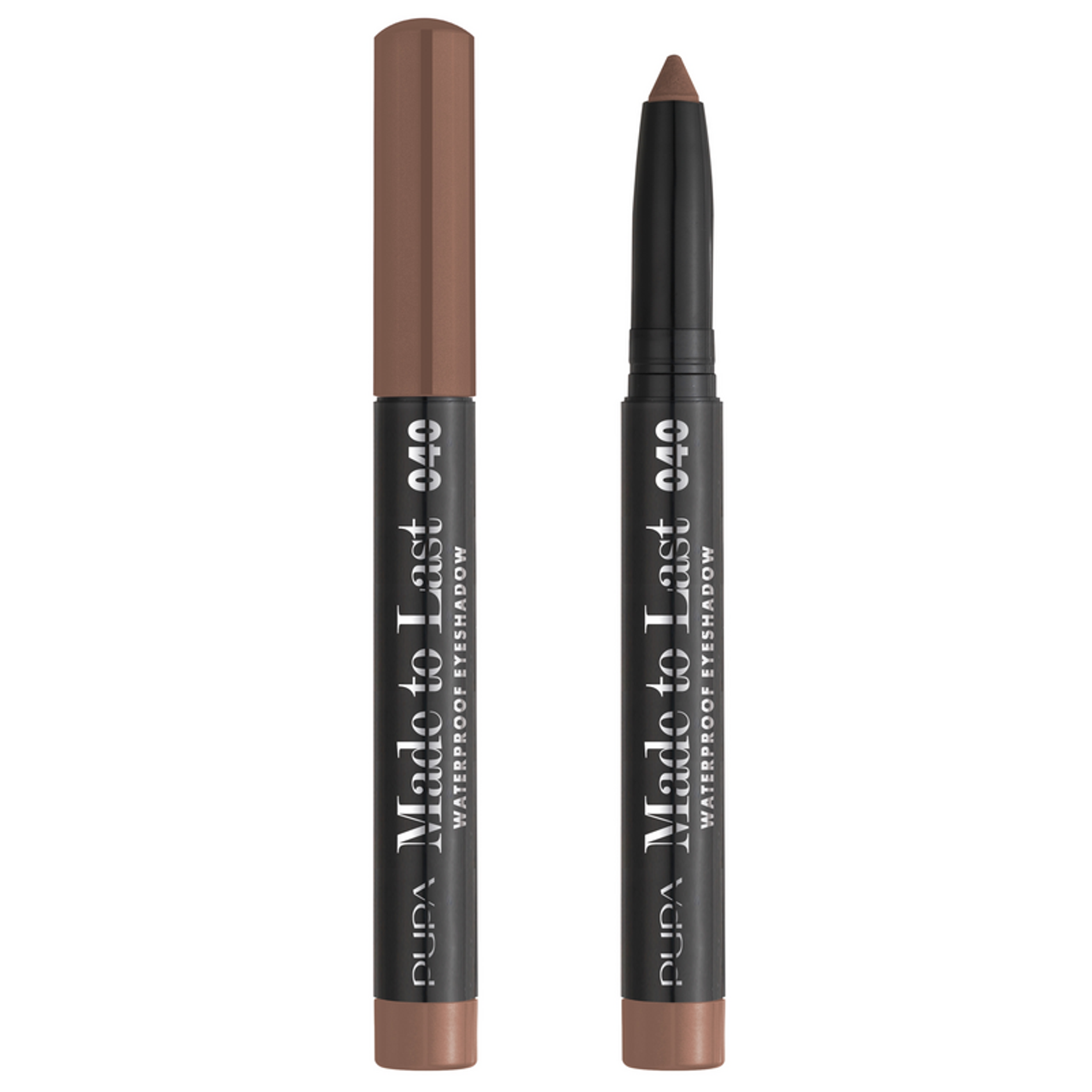 pupa pupa made to last wp eyeshad40 - foto 1 Due stick di ombretto waterproof PUPA Made to Last: uno marrone/taupe a punta piatta, uno nero a punta matita