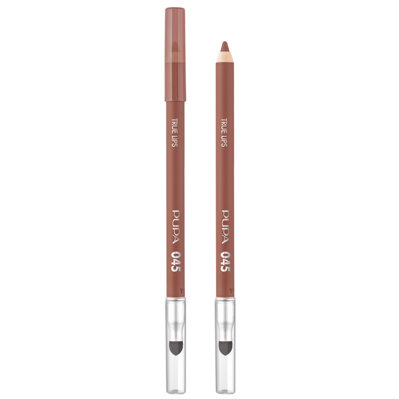 Due matite labbra PUPA True Lips tonalità 045 con applicatore a punta e pennello sfumante
