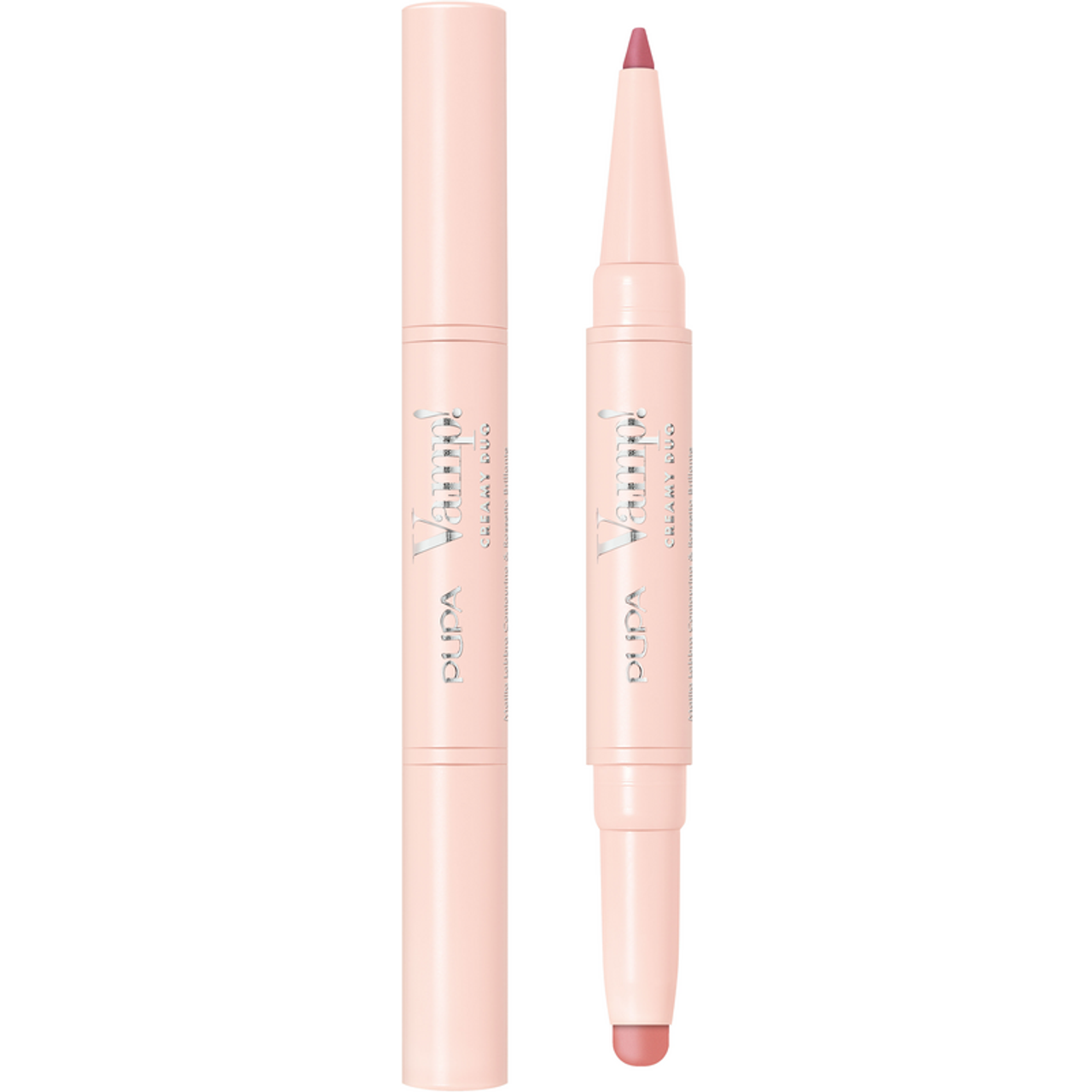 pupa pupa vamp creamy duo 004 - foto 1 PUPA VAMP CREAMY DUO 004 - Applicatore doppio rossetto/matita chiuso e aperto
