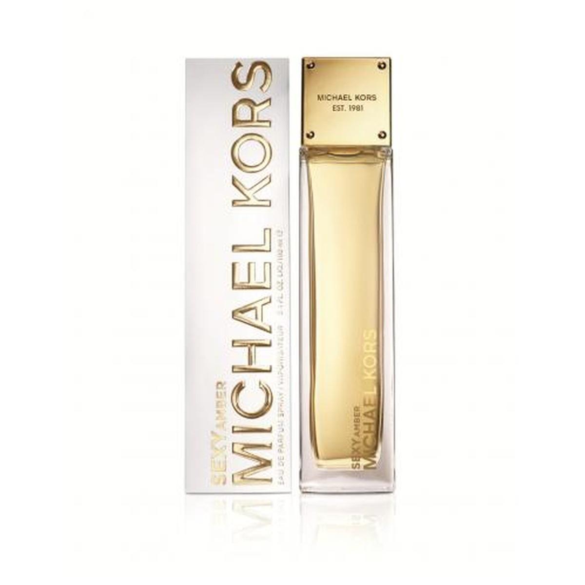 michael kors e.d.p.m.kors sexi amber 100ml - foto 1 Profumo Michael Kors Sexy Amber EDP 100ml, flacone rettangolare con tappo dorato