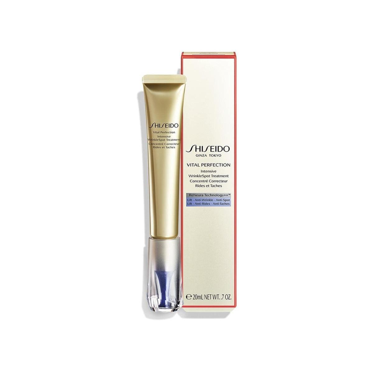 Tubo dorato di crema Vital Perfection con applicatore e confezione Shiseido