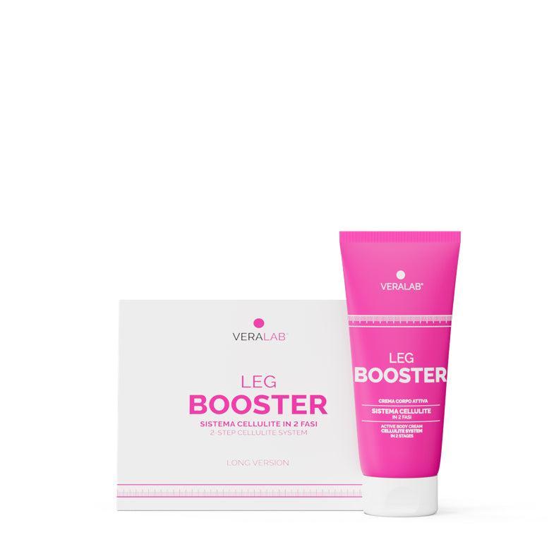 Confezione VERALAB Leg Booster: scatola bianca e tubo rosa del prodotto
