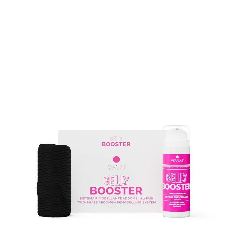 Body Belly Booster VERALAB: body nero, confezione bianca e spray rosa