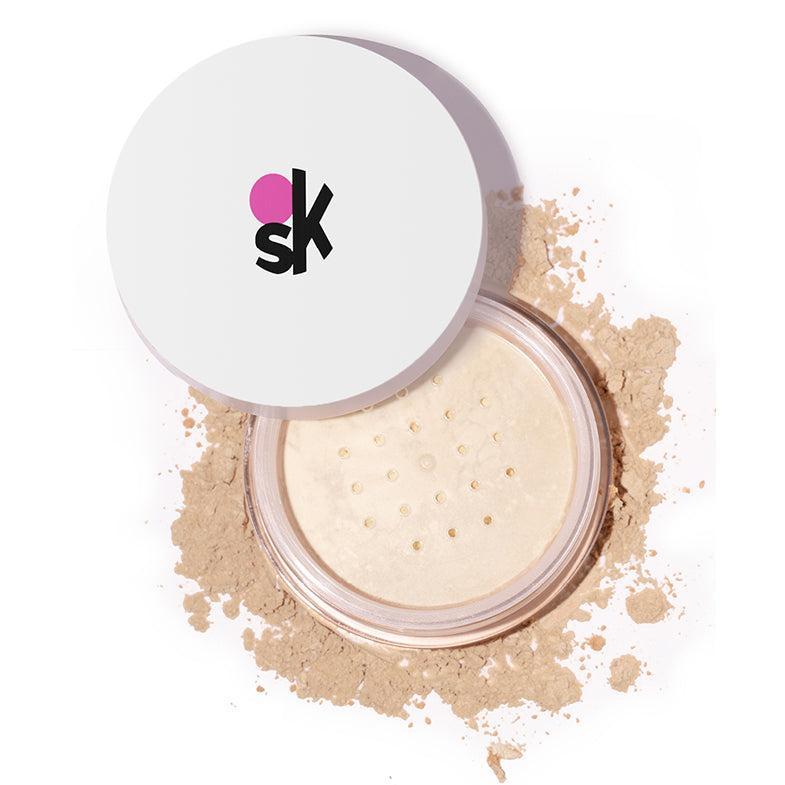 Cipria loose powder VERALAB colore medium, vasetto trasparente con coperchio bianco