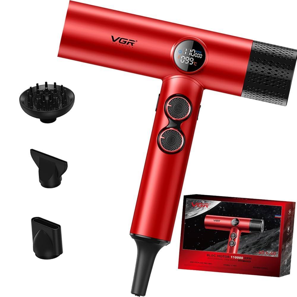 vgr vgr phon bldc motor 110000 rpm v-401 red - foto 1 Phon BLDC VGR V-401 rosso con accessori e confezione
