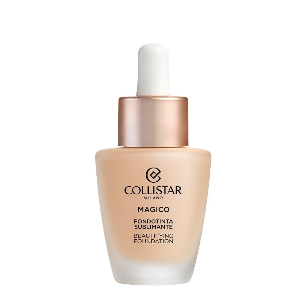 Bottiglia fondotinta liquido COLLISTAR Magico 2N, colore neutro chiaro, con contagocce bianco e fascia dorata