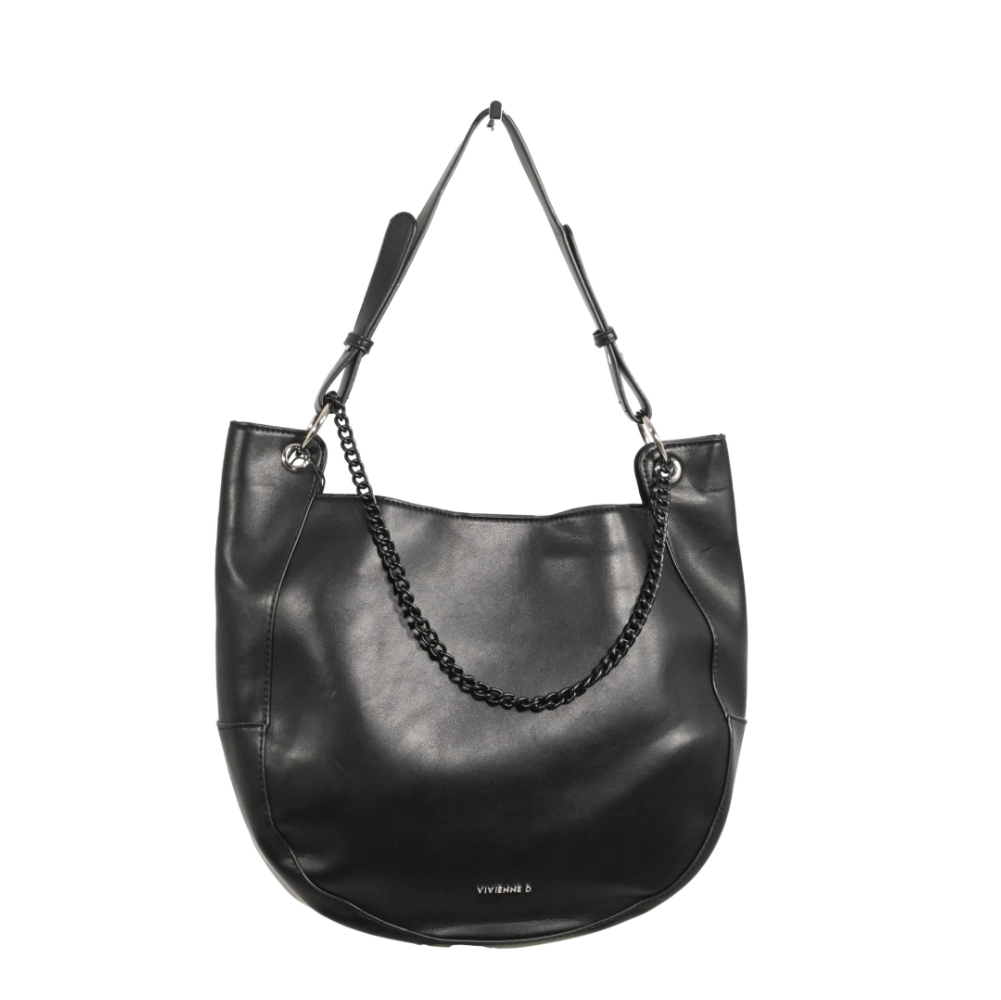 Borsa shopper donna Vivienne nera con manici e catena decorativa