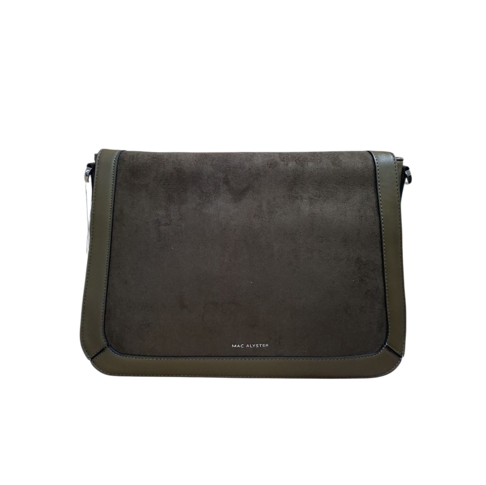 mac alyster mac alyster borsa donna captivante ns-672-04 marrone - foto 1 Borsa a tracolla donna in suede/pelle marrone scuro con dettagli in contrasto, vista frontale