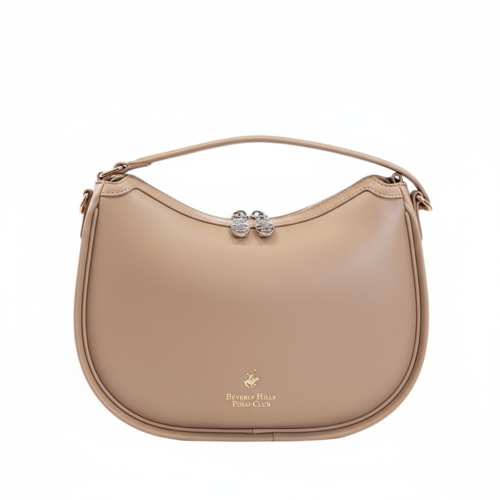Borsa donna in pelle PU beige Beverly Hills Polo Club vista frontale